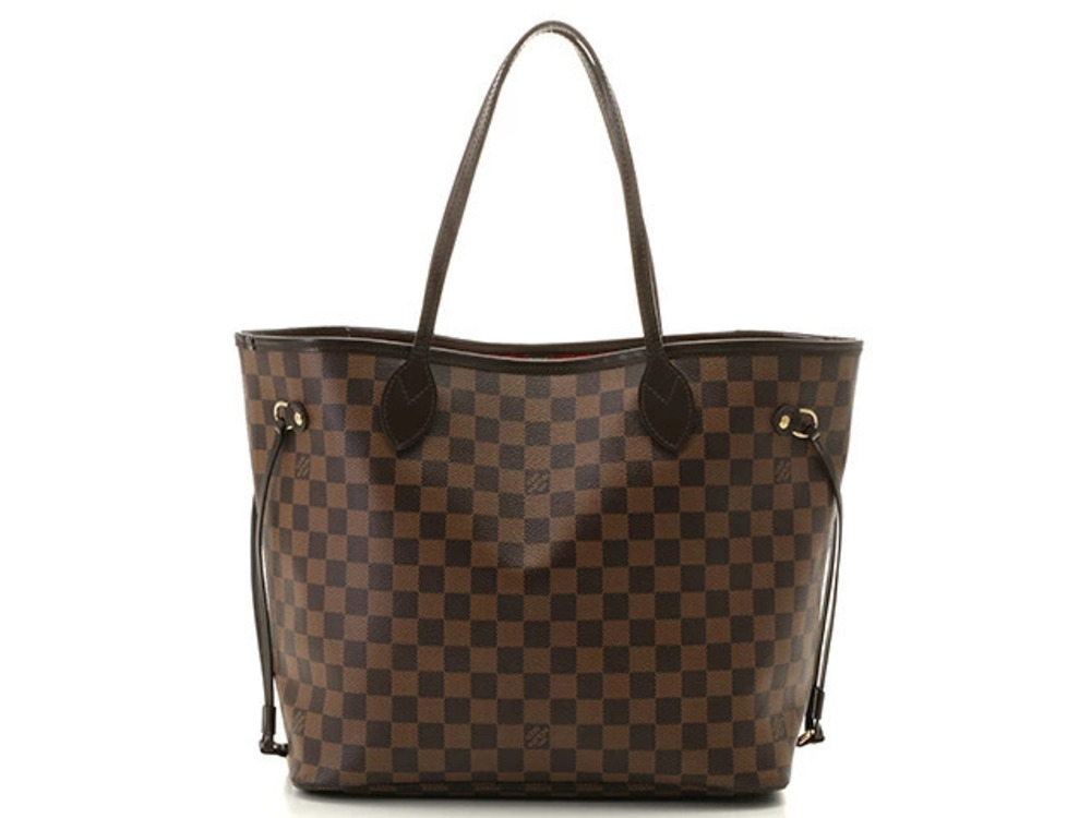 LOUIS VUITTON Neverfull Damier Ebene Brown Tote Bag Pouch